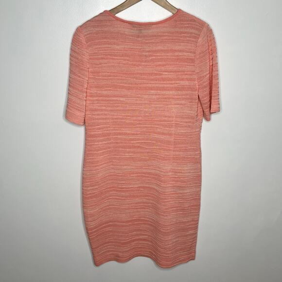 Ming Wang Womens Pue Sheath Dress Small Peach Melange Knit Keyhole Classic - Picture 10 of 12